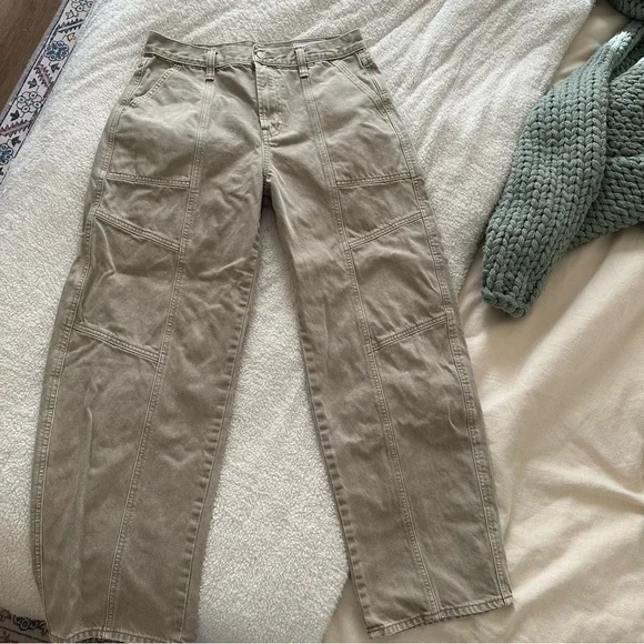 Women's Olive Gap High Rise Barrel Jeans Size 29/8 - Picture 3 of 5